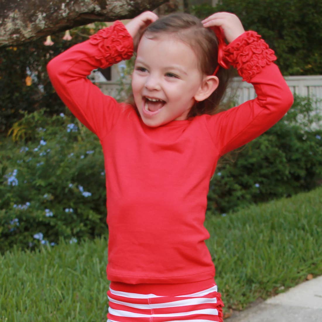 Ruffle Layering T-Shirt - Red