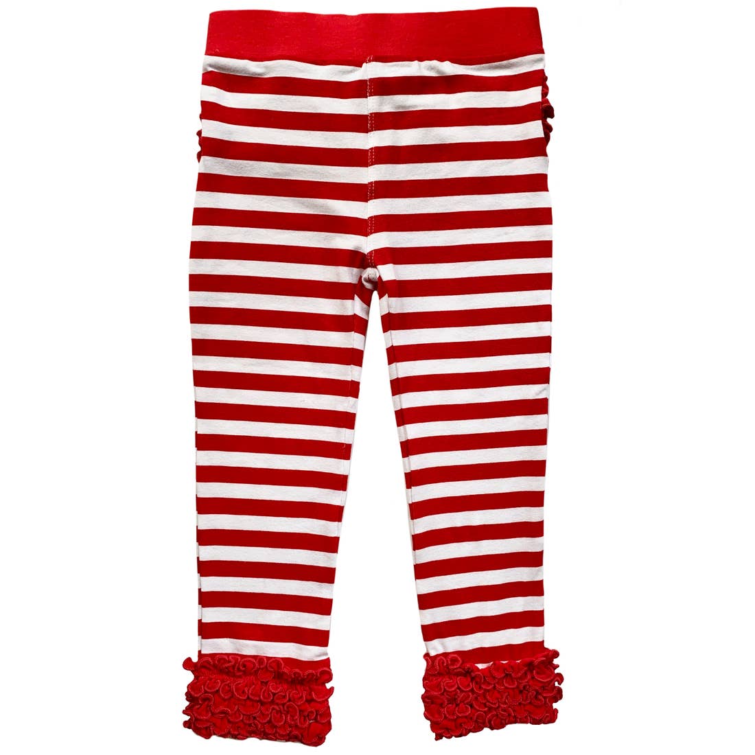 Red and White Striped Ruffle Butt Leggings
